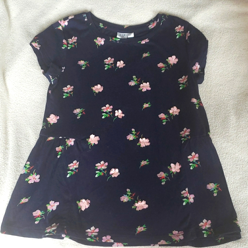 Gap Girl dark blue t-shirt with 3D flowers